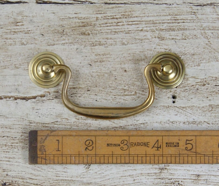 Swan Neck Drop Handle Solid Brass Natural 92mm cc