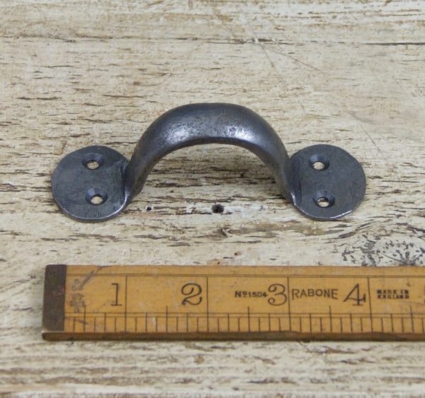 Pull Handle Round End Hand Forged 2 Hole Antique Iron 100mm