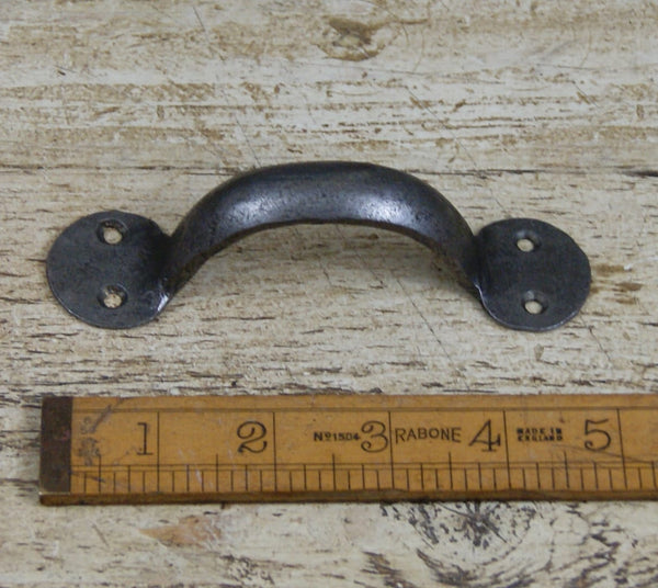 Pull Handle Round End Hand Forged 2 Hole Antique Iron 130mm