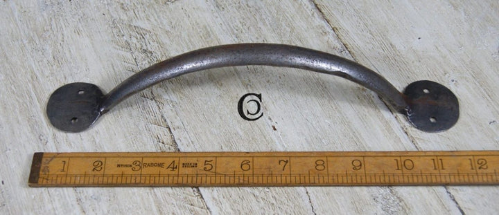 Pull Handle Round End Hand Forged 2 Hole Antique Iron 300mm