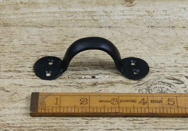 Pull Handle Round End Hand Forged 2 Hole Black Wax 100mm