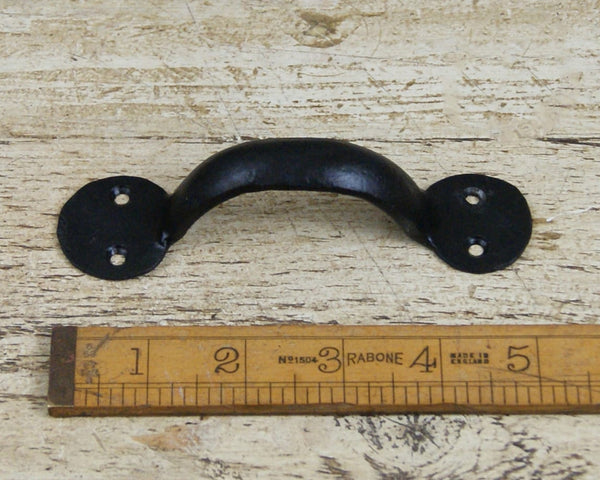 Pull Handle Round End Hand Forged 2 Hole Black Wax 125mm