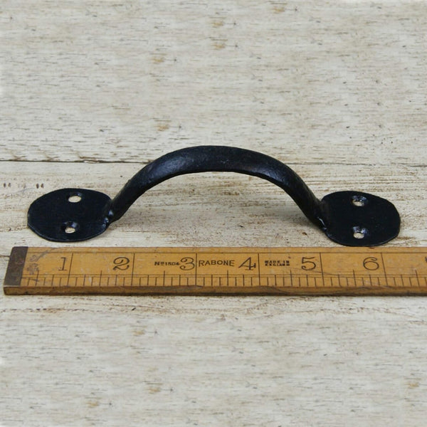 Pull Handle Round End Hand Forged 2 Hole Black Wax 150mm