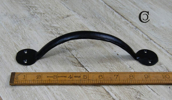 Pull Handle Round End Hand Forged 2 Hole Black Wax 250mm