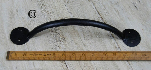 Pull Handle Round End Hand Forged 2 Hole Black Wax 350mm