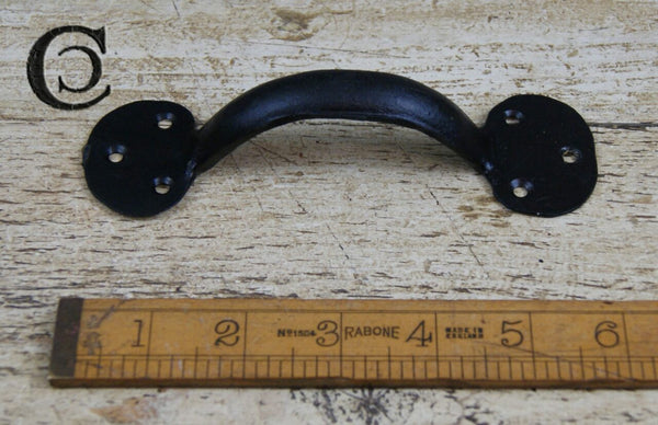 Pull Handle Bean End 3 Hole Hand Forged Black Wax 150mm