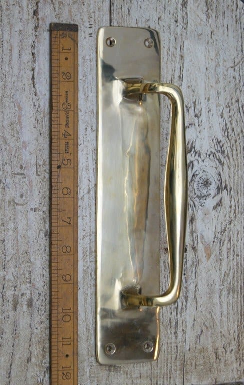 Pub Door Pull Handle integral Plate Solid Brass 300mm