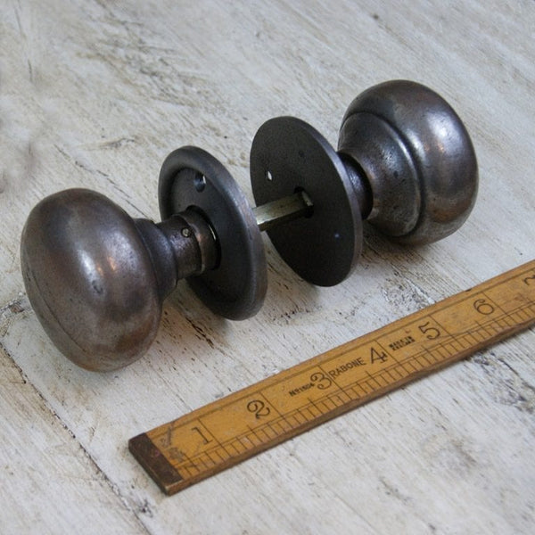 Cottage Bun Door Knob Cast Iron Antique Iron 62mm Diameter