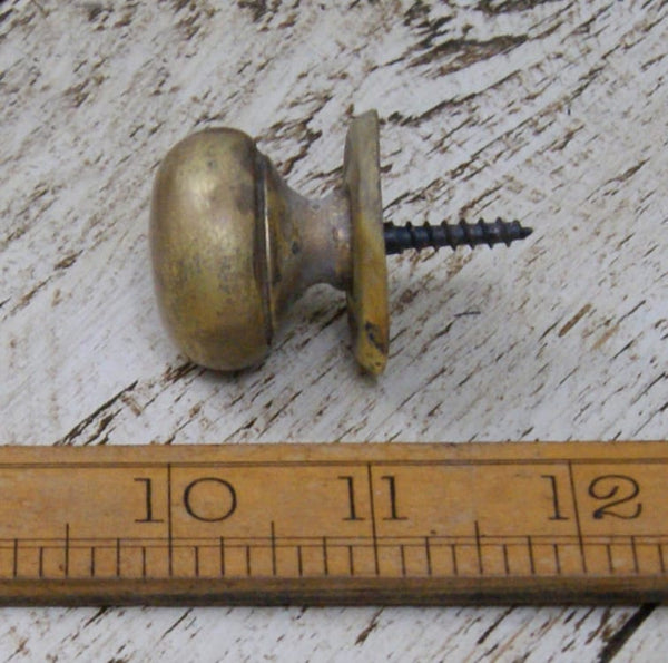 Knob Cupboard Screw Plate Hollow Antique Brass 32mm Diameter