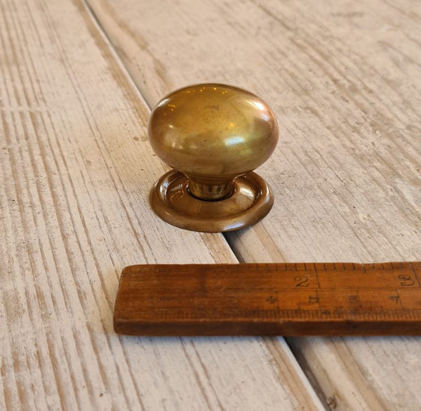 Knob Cupboard Screw Plate Hollow Antique Brass 38mm Diameter