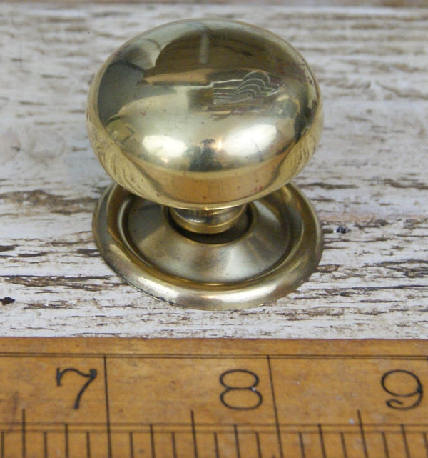 Cupboard Knob screw Plate Polished Brass Hollow 38mm Diameter