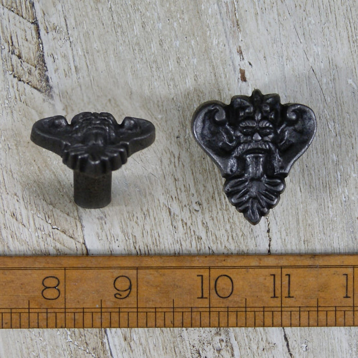 Knob Cupboard KINGS FACE Cast Antique Iron 42mm