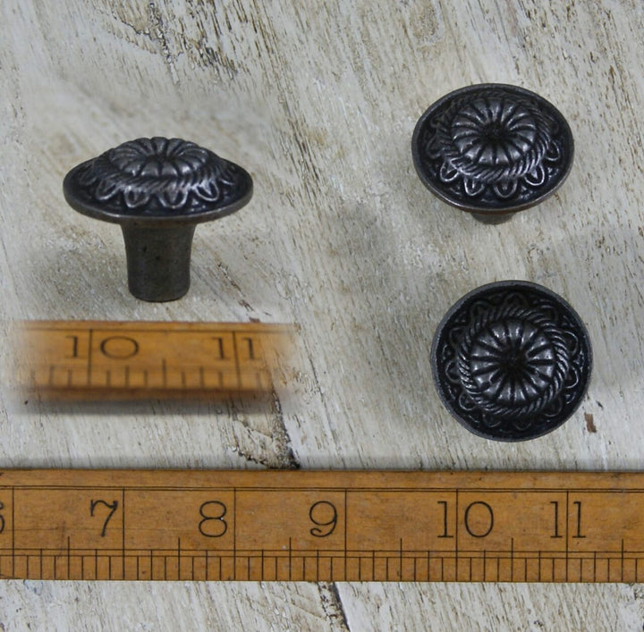 Knob ORNATE Cast Antique Iron 35mm Diameter