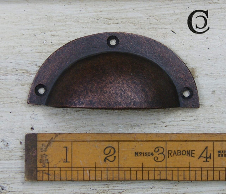 Cup Handle Basic Design Antique Copper Front Fix 98mm