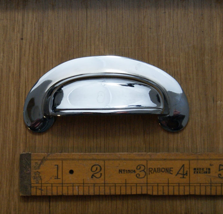 Cup Handle Round Lipped Chrome on Brass M4 Rear Fix 102mm