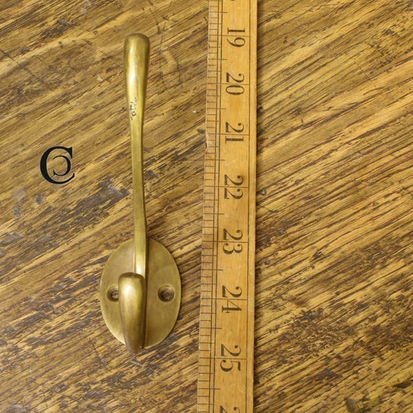 Hat Coat Hook VICTORIAN Square Stem Antique Solid Brass 110mm