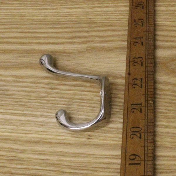 Hat Coat Hook Double Chrome on Solid Brass 90mm