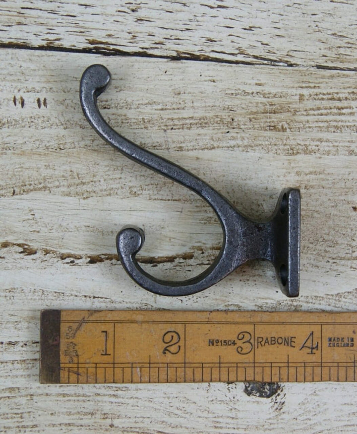 Hat Coat Hook VOLUTE Sq Plate Antique Iron 80mm x 75mm