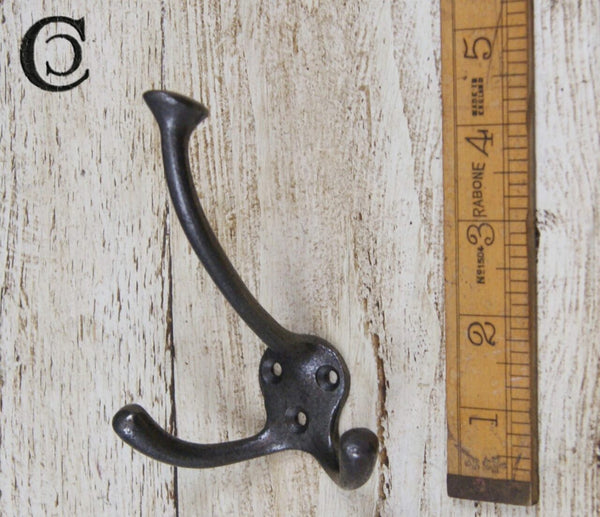 Triple Hook FLAT TOP Antique Iron 125mm