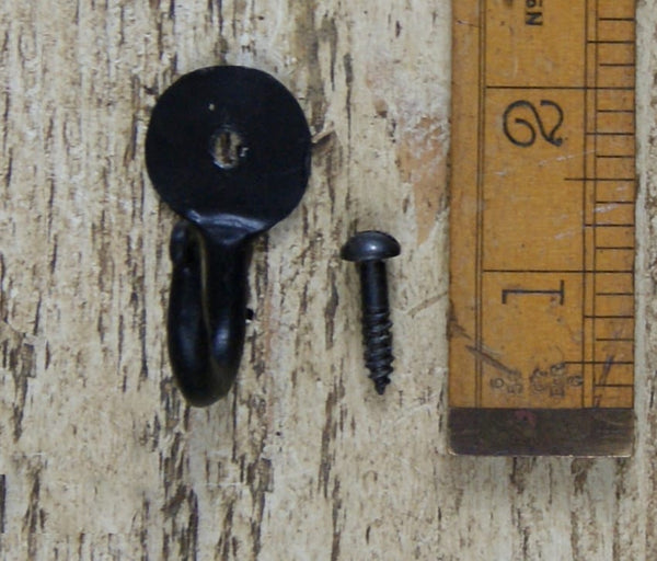 Key Hook Single Penny End Hand Forged Black Black Wax 50mm