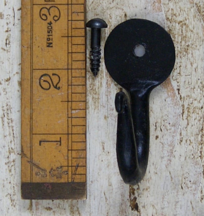 Key Hook Single Penny End Hand Forged Black Black Wax 60mm