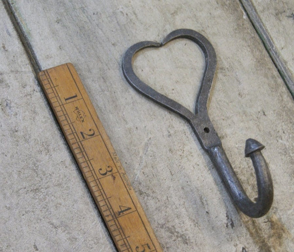 Love Heart Hook Hand Forged Thick Antique Iron 135mm