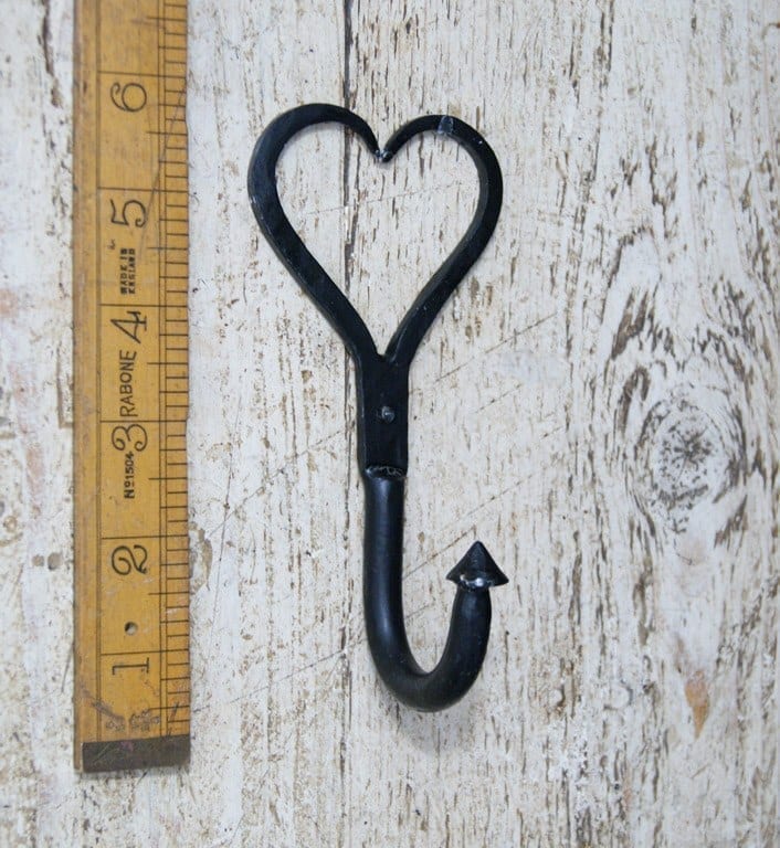 Love Heart Hook Hand Forged Black Wax 125mm