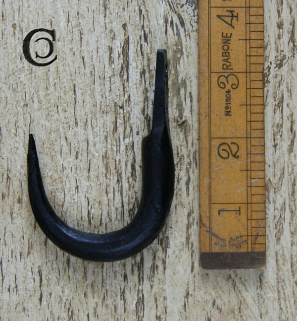 Meat Hook 'J' Shape Hand Forged Black Iron 82mm