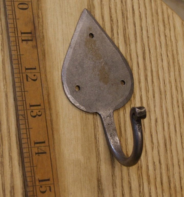 Gothic Leaf Hook Hand Forged Antique Iron 115mm