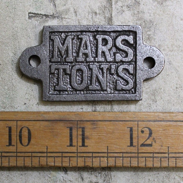 Plaque MARSTONS - Fits Cap Catcher Cast Antique Iron