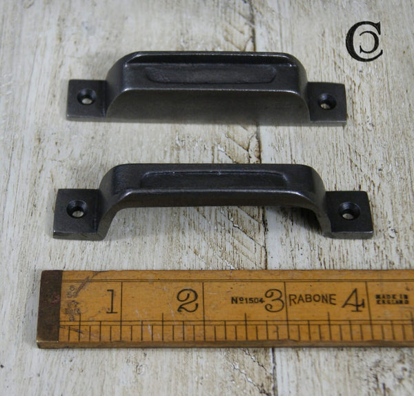 Rim Lock Keep Narrow Flat Indent Cast Antique Iron 100mm