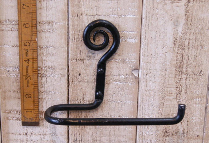 Toilet Roll Holder Curly Tail Hand Forged Beeswax 180mm