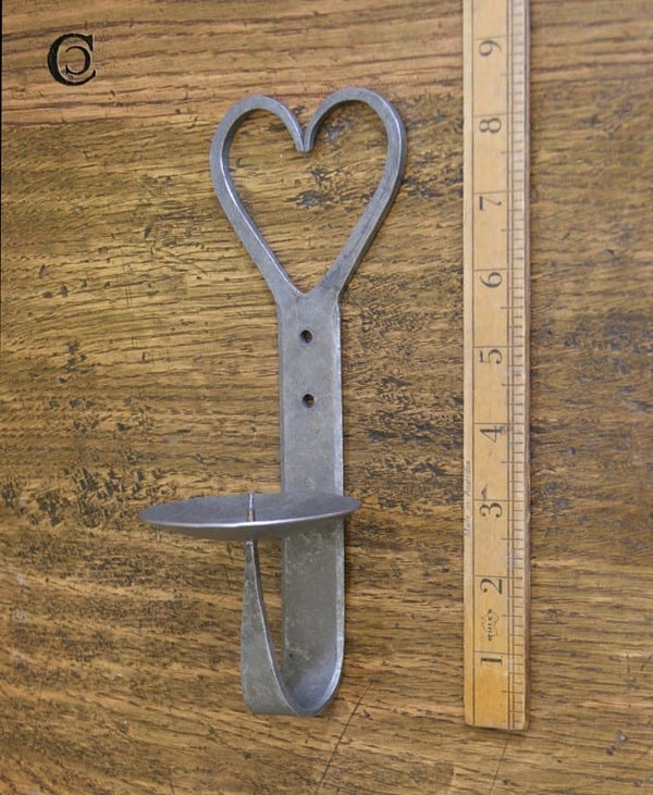 Candle Holder Wall Mount Heart Spike Antique Iron 200mm