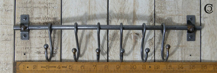 Sliding Hook Rail with 'S' Hooks Antique Iron 400mm