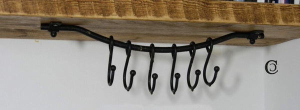 Sliding Hook Rail with 'S' Hooks Beeswax 400mm Bowley