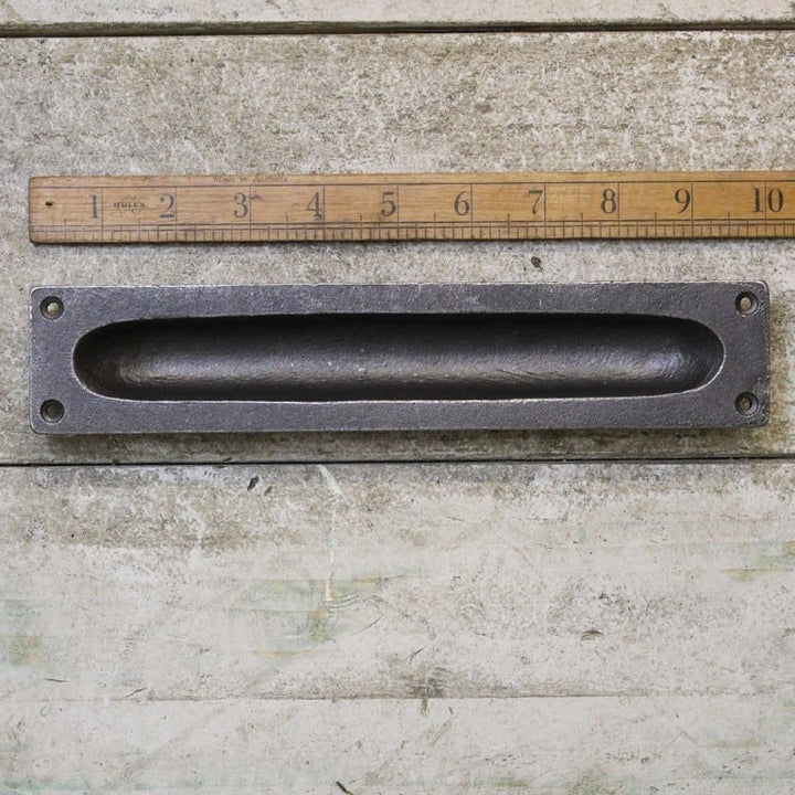 Flush Handle Square End Cast Antique Iron 250mm x 50mm