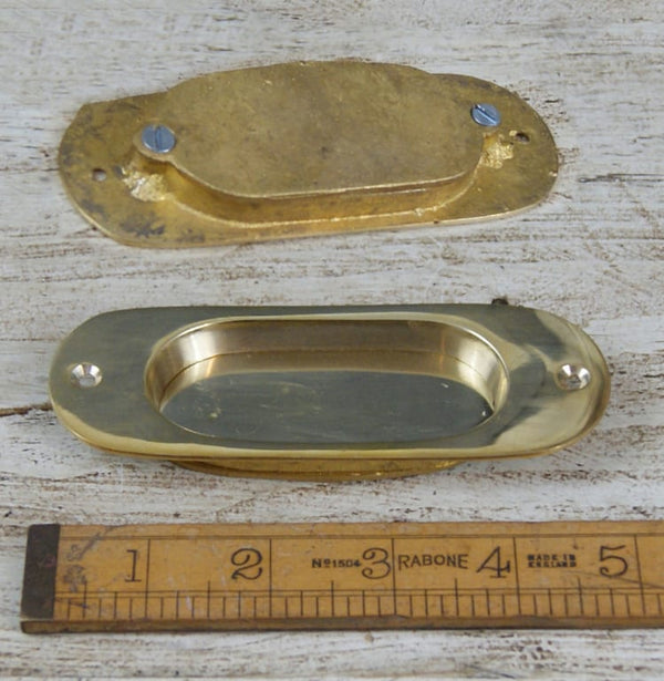 Flush Handle Solid Brass Round End 123mm x 46mm