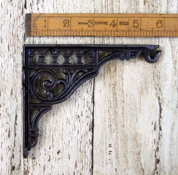 Shelf Bracket Roman with Hook Dec Cast Antique Iron 130mm x 150mm