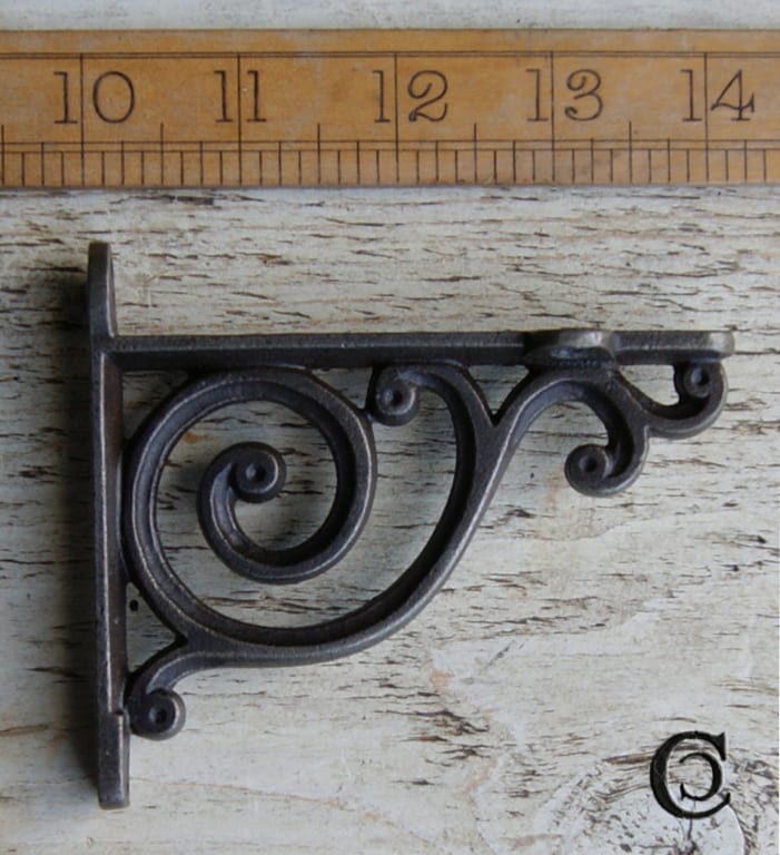 Shelf Bracket Victorian Scroll Lugs Antique Iron 100mm x 88mm