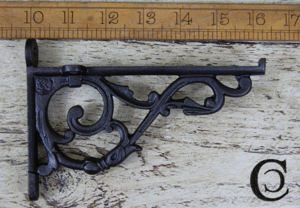 Shelf Bracket Decorative Lipped Antique Iron 150mm x 100mm