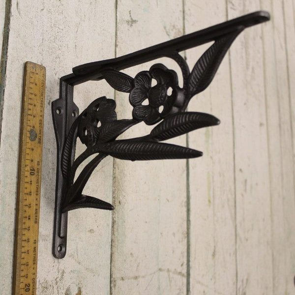 Shelf Wall Bracket 2 Flowers Antique Iron 203mm x 216mm