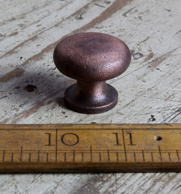 Knob Plain Shaker with Seam Cast Antique Copper 32mm Diameter