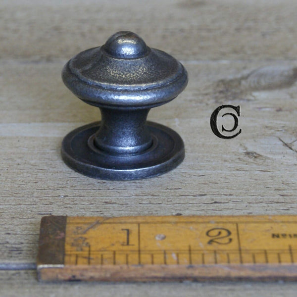 Knob Base Plate Victorian Cast Antique Iron 35mm Diameter (AF003AI)