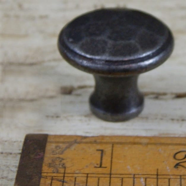 Knob - Hammered Top Cast Waxed Antique Iron 35mm Diameter