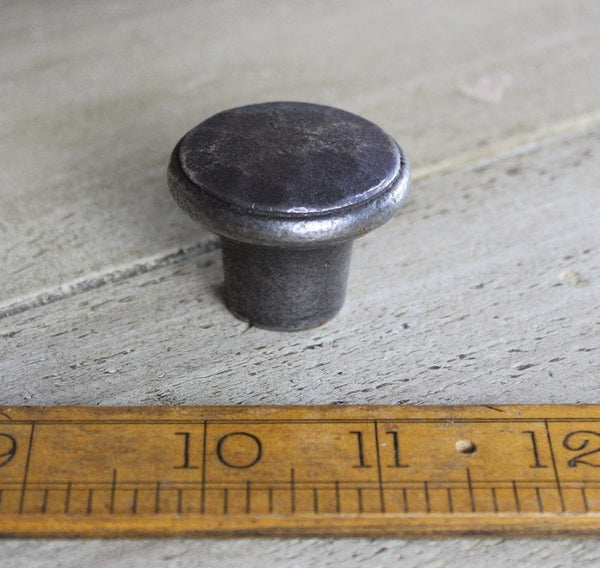 Knob - Hammered Top Cast Waxed Antique Iron 38mm Diameter