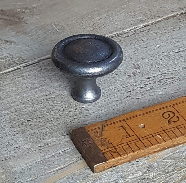 Knob Domed Rim Button Cast Antique Iron 35mm Diameter