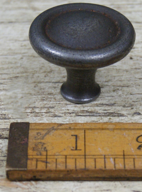 Knob Domed Rim Button Cast Antique Iron 38mm Diameter