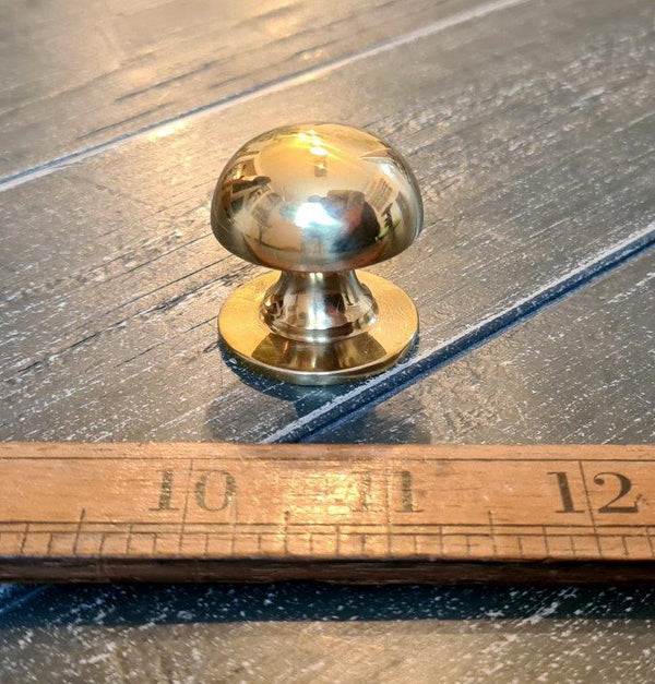 Knob Cupboard Domed MUSHROOM Polished Brass 32mm