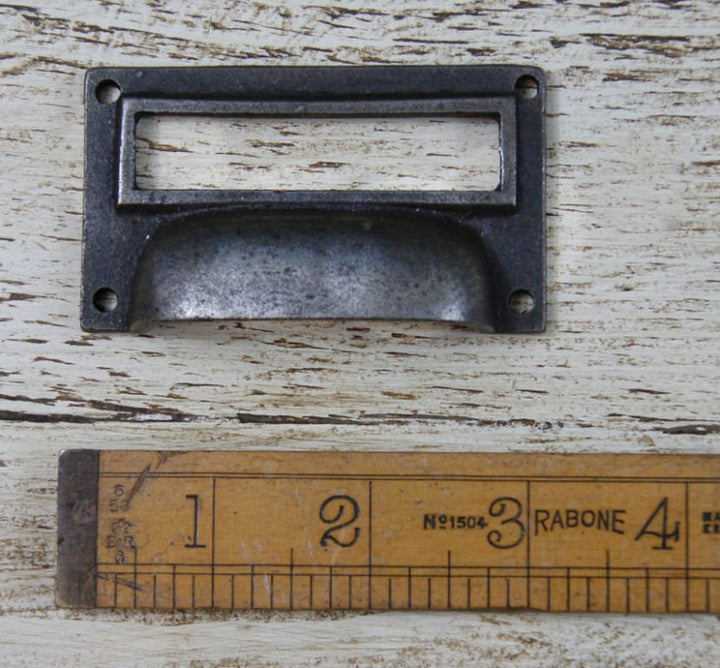 Cup Handle Label Frame Cast Antique Iron 44mm x 80mm