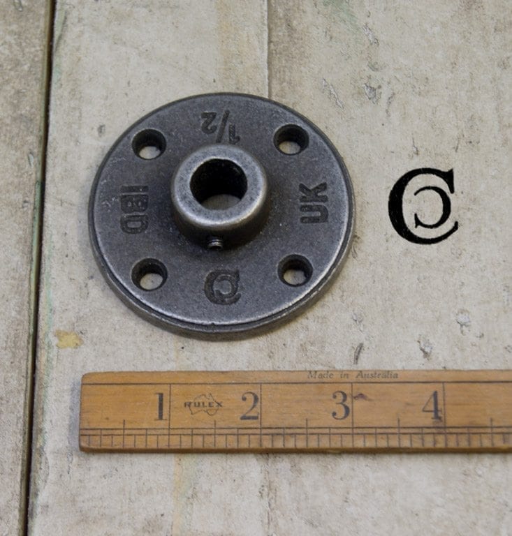 Pipe 15mm Flange Plate Industrial Grub screw Antique Iron 80mm D ...